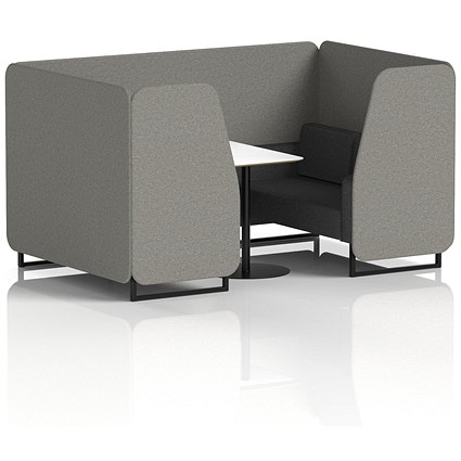 Brixworth 4 Seater Booth with Table, Black Legs, White/Black Table, X2 Fabric, Number Panels And Arithmetic Sofa