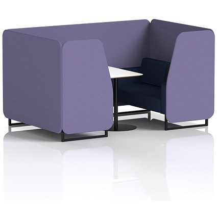 Brixworth 4 Seater Booth with Table, Black Legs, White/Black Table, Synergy Fabric, Order Panels And Alike Sofa