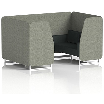 Brixworth 4 Seater Booth, White Legs, Rivet Fabric, Vitreous Panels And Charcoal Sofa