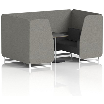 Brixworth 4 Seater Booth with Table, White Legs, Black/Silver Table, X2 Fabric, Number Panels And Arithmetic Sofa