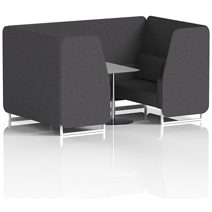 Brixworth 4 Seater Booth with Table, White Legs, Grey/Silver Table, X2 Fabric, Arithmetic Panels And Sofa