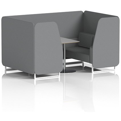 Brixworth 4 Seater Booth with Table, White Legs, Grey/Silver Table, Synergy Fabric, Partner Panels And Sofa