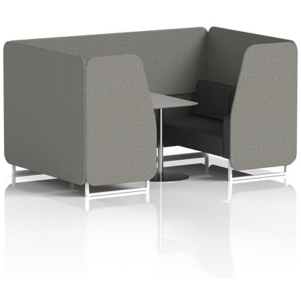 Brixworth 4 Seater Booth with Table, White Legs, Grey/Silver Table, X2 Fabric, Number Panels And Arithmetic Sofa