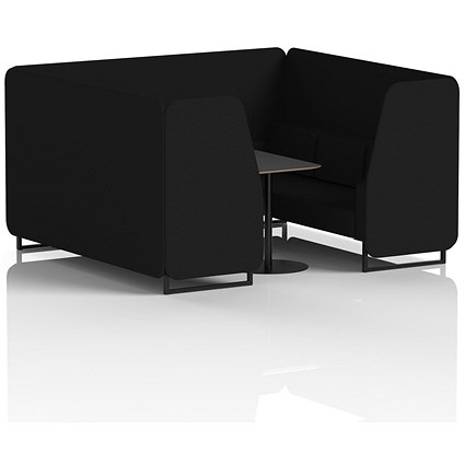 Brixworth 6 Seater Booth with Table, Black Legs, Black Table, X2 Fabric, Diameter Panels And Sofa