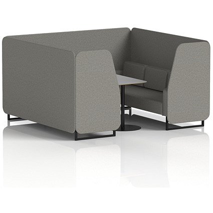 Brixworth 6 Seater Booth with Table, Black Legs, Grey/Black Table, X2 Fabric, Number Panels And Sofa