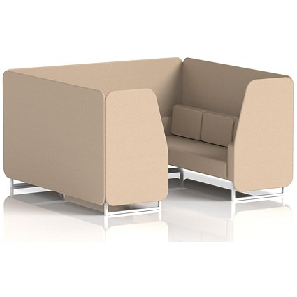 Brixworth 6 Seater Booth, White Legs, Synergy Fabric, Affix Panels And Sofa