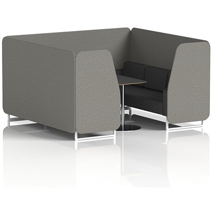 Brixworth 6 Seater Booth with Table, White Legs, Black/Silver Table, X2 Fabric, Number Panels And Arithmetic Sofa