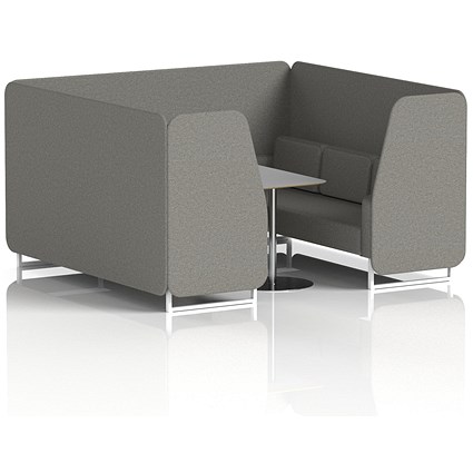 Brixworth 6 Seater Booth with Table, White Legs, Grey/Silver Table, X2 Fabric, Number Panels And Sofa