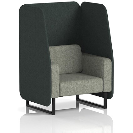 Brixworth 1 Seater Open Booth, Black Legs, Rivet Fabric, Charcoal Panels And Vitreous Sofa