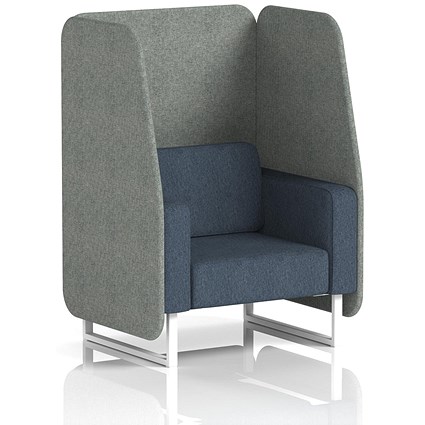 Brixworth 1 Seater Open Booth, White Legs, Rivet Fabric, Prime Panels And Crucible Sofa