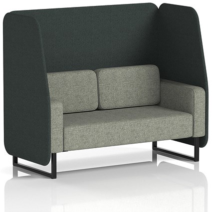 Brixworth 2 Seater Open Booth, Black Legs, Rivet Fabric, Charcoal Panels And Vitreous Sofa