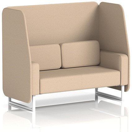 Brixworth 2 Seater Open Booth, White Legs, Synergy Fabric, Affix Panels And Sofa