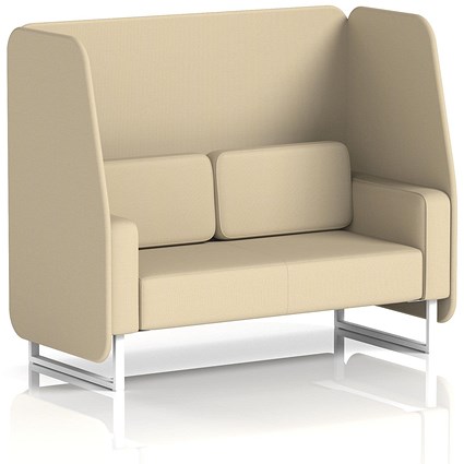 Brixworth 2 Seater Open Booth, White Legs, Sumi Fabric, Zen Panels And Sofa