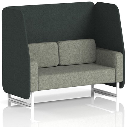 Brixworth 2 Seater Open Booth, White Legs, Rivet Fabric, Charcoal Panels And Vitreous Sofa