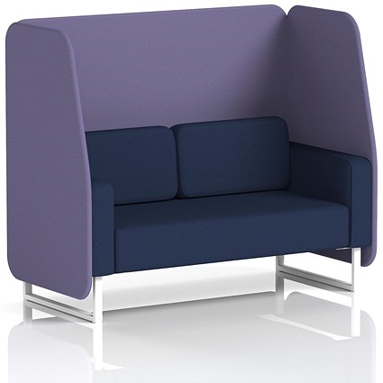 Brixworth 2 Seater Open Booth, White Legs, Synergy Fabric, Order Panels And Alike Sofa