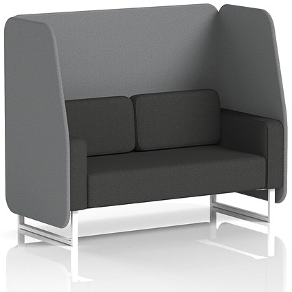 Brixworth 2 Seater Open Booth, White Legs, Synergy Fabric, Partner Panels And Mix Sofa