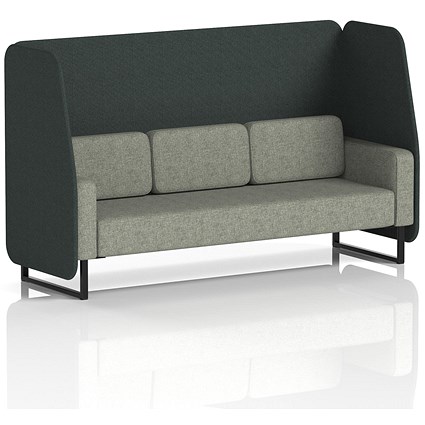 Brixworth 3 Seater Open Booth, Black Legs, Rivet Fabric, Charcoal Panels And Vitreous Sofa