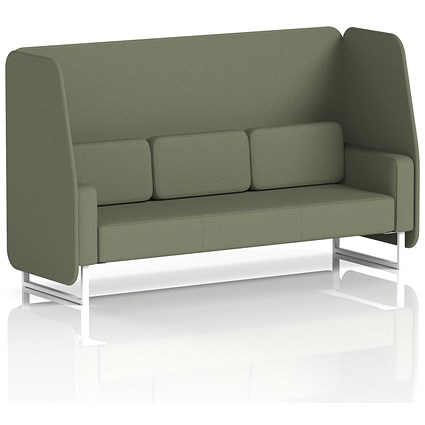 Brixworth 3 Seater Open Booth, White Legs, Main Line Flax Fabric, Monument Panels And Sofa