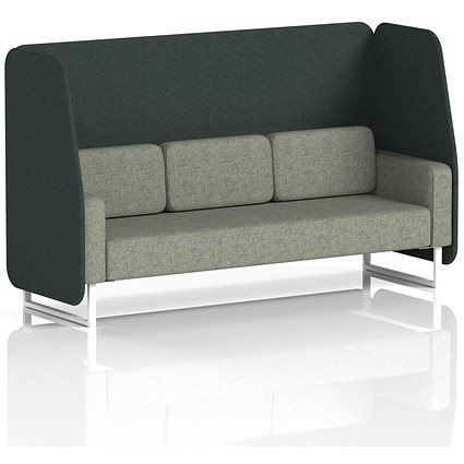 Brixworth 3 Seater Open Booth, White Legs, Rivet Fabric, Charcoal Panels And Vitreous Sofa