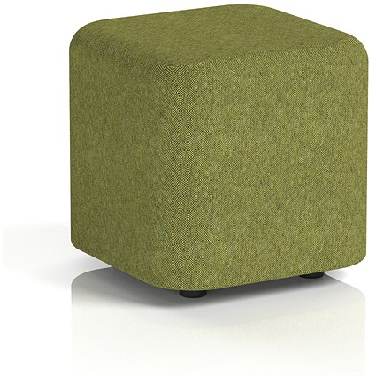 Harlestone Small Square Stool, In Rivet Fabric, Olive Body And Top