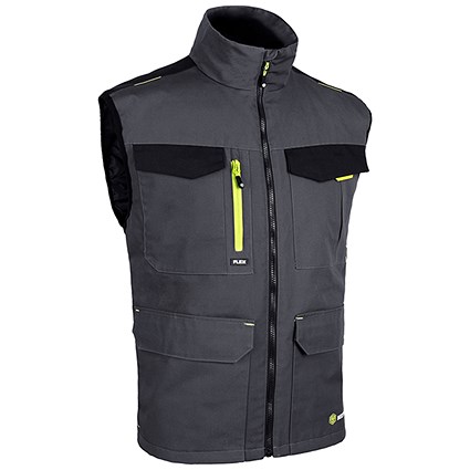 Flex Workwear Two-Tone Gilet, Grey & Black, 4XL