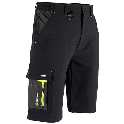 Flex Workwear Shorts, Black & Grey, 32