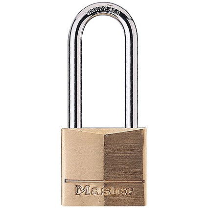 Master Lock 40mm Brass Padlock with 2 Keys, Long Shackle