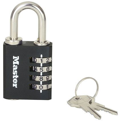 Master Lock Combi Padlock With Override Key, 28mm, Black