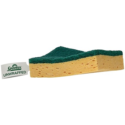 Spontex Unwrapped Sponge Scourer, 97.5x23x71mm, Yellow and Green, Pack of 66