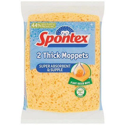 Spontex Thick Moppets Sponge Wipes, 160x120mm, Assorted, Pack of 2