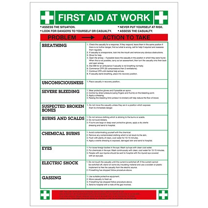 Safety Sign First Aid At Work Poster, 420 x 590mm | Paperstone