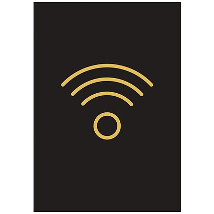 Wireless Rigid Plastic Sign, 105x150mm, Gold on Black