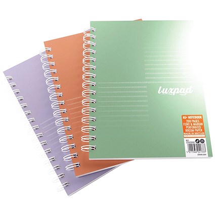 Silvine Luxpad Metallic Wirebound Notebook, A5+, Ruled with Margin, 200 Pages, Assorted, Pack of 3