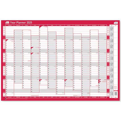 Sasco Vertical Year Planner, Unmounted, 915x610mm, 2025