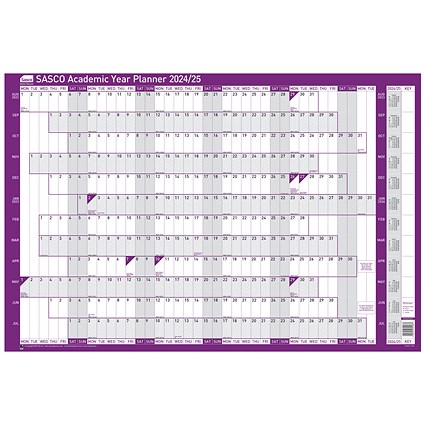 Sasco Academic Year Planner, Mounted, 915x610mm, 2025-26