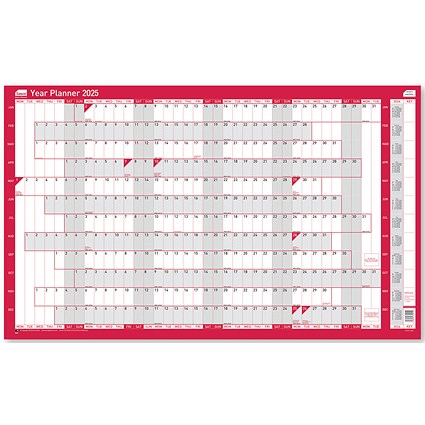 Sasco Oversized Year Planner, Unmounted, 1100x610mm, 2025