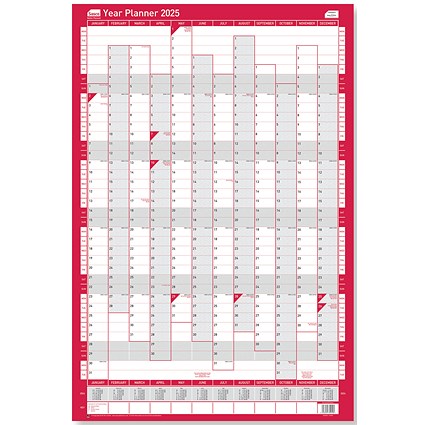 Sasco Portrait Compact Year Planner, Unmounted, 405x610mm, 2025