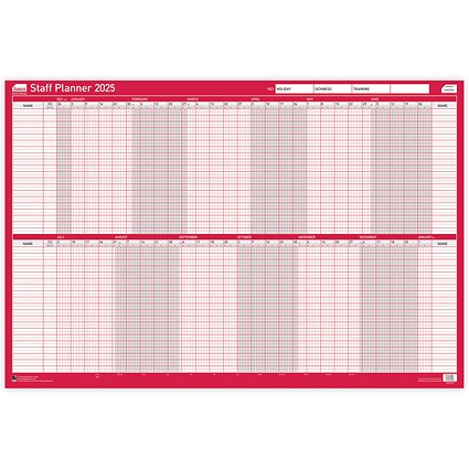 Sasco Staff Planner, Mounted, 915x610mm, 2025