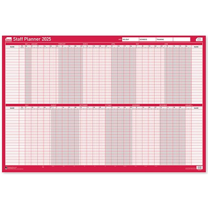 Sasco Staff Planner, Unmounted, 915x610mm, 2025