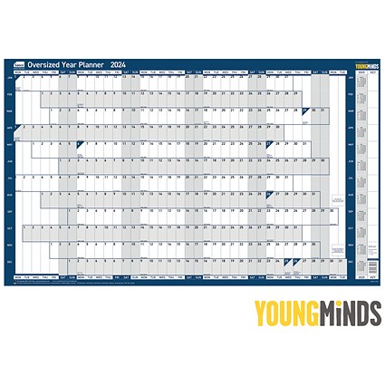 Sasco Oversized Year Planner, Unmounted, 1100x610mm, 2024