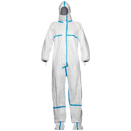 Tyvek 600 Plus Coveralls Comes With Socks, White, Medium