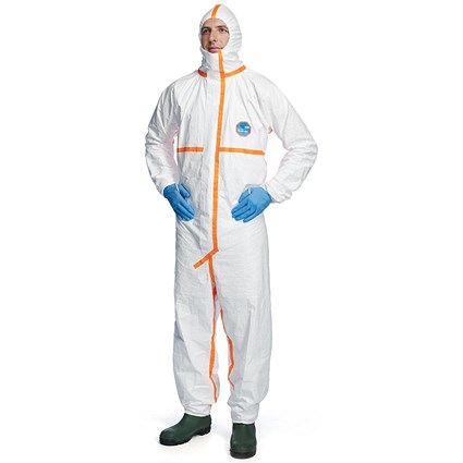 Tyvek 800J Hooded Coverall, White, Medium