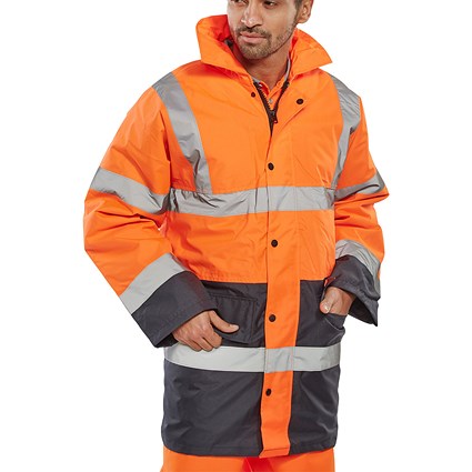 Beeswift Two Tone Traffic Jacket, Orange & Navy Blue, 5XL