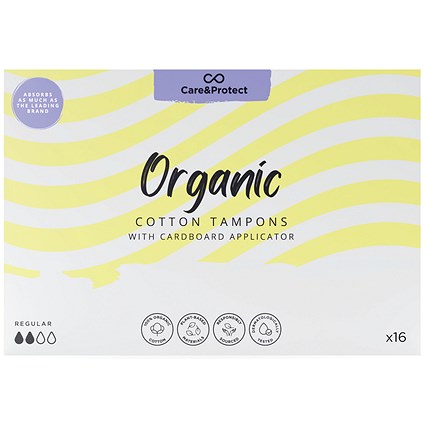 Care and Protect Organic Cotton Applicator Tampons, Regular, Pack of 192