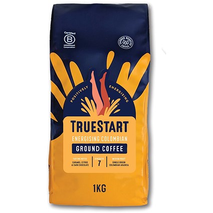 Truestart Energising Colombian Ground Coffee, 1kg Bag