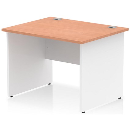 Impulse 1000mm Two-Tone Rectangular Desk, White Panel End Leg, Beech