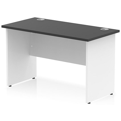 Impulse 1200mm Two-Tone Slim Rectangular Desk, White Panel End Leg, Black