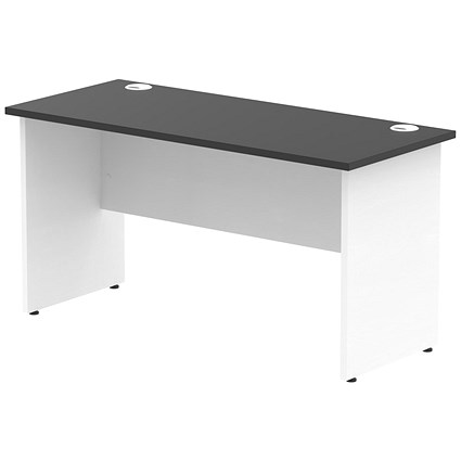 Impulse 1400mm Two-Tone Slim Rectangular Desk, White Panel End Leg, Black