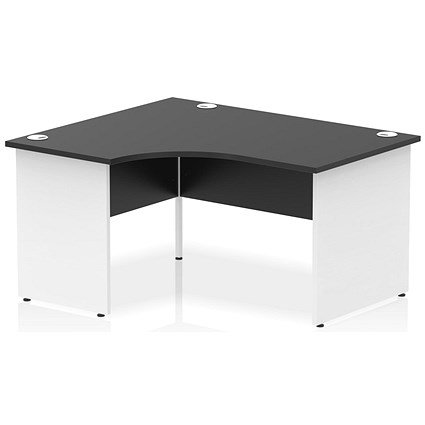 Impulse 1400mm Two-Tone Corner Desk, Left Hand, White Panel End Leg, Black