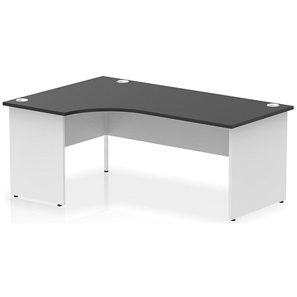 Impulse 1800mm Two-Tone Corner Desk, Left Hand, White Panel End Leg, Black